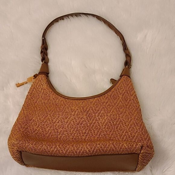 Fossil Handbags - Fossil basket woven hobo bag leather handles